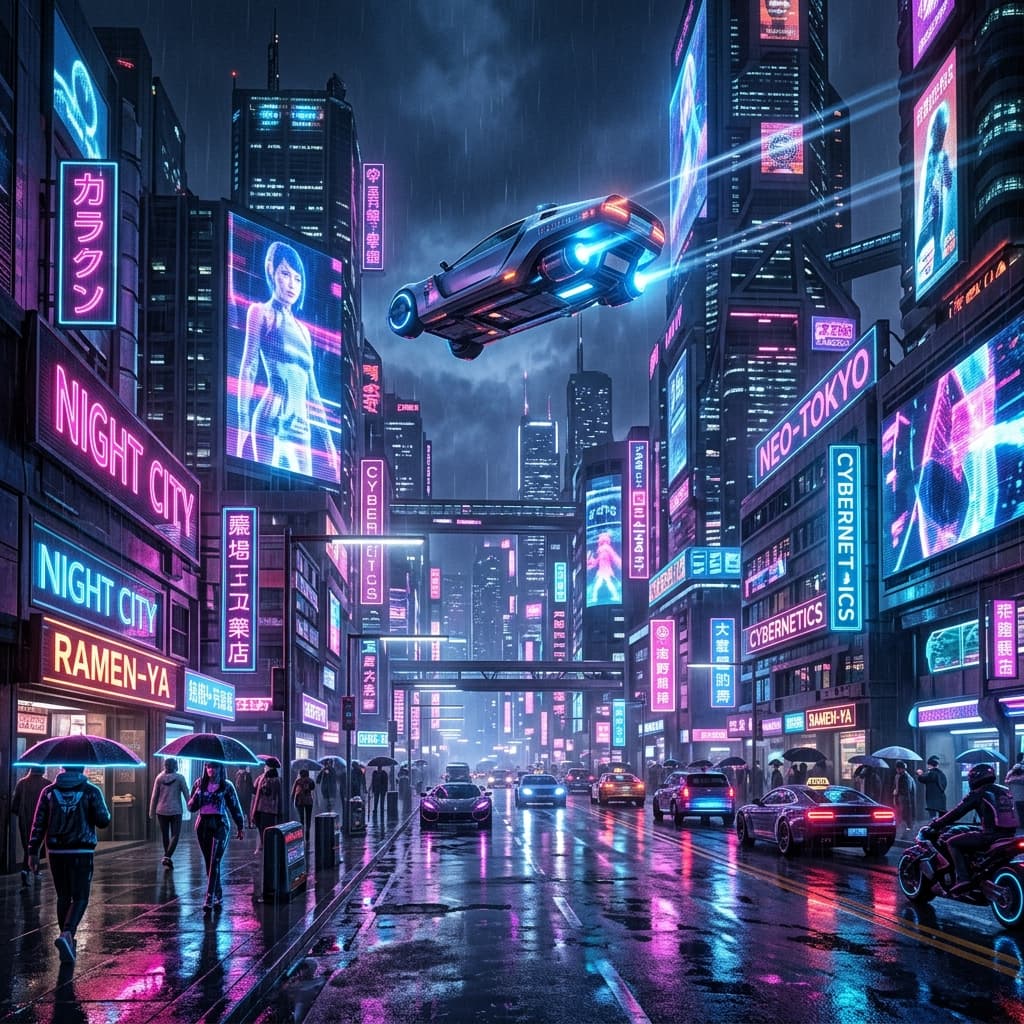 Sample output for Cyberpunk Neon-Lit Cityscape Creator