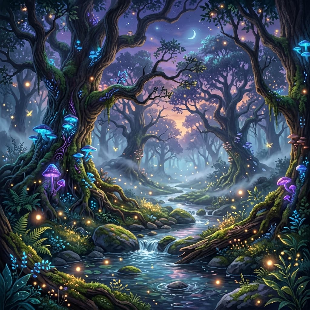 Sample output for Mystical Enchanted Forest Art Generator