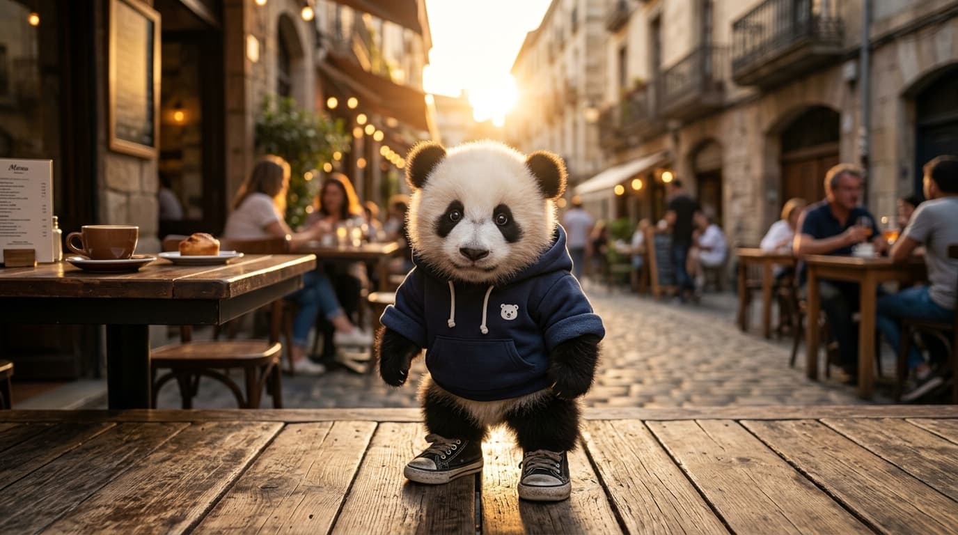 Sample output for Anthropomorphic Panda Cub in Urban Streetwear