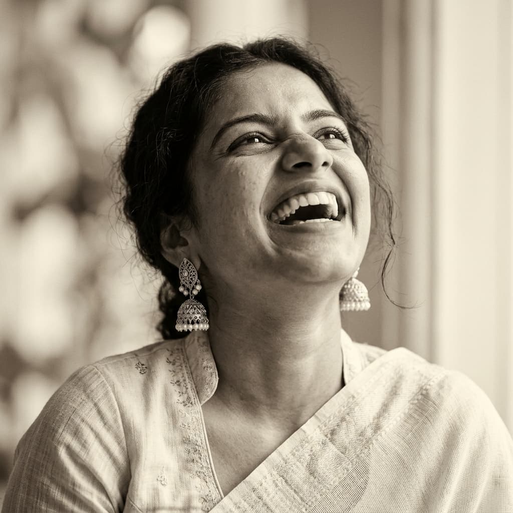 Sample output for Giant Monochrome Laughing Portrait