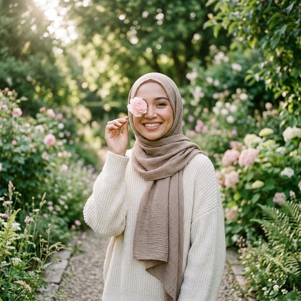 Sample output for Cinematic Portrait with Pale Pink Rose
