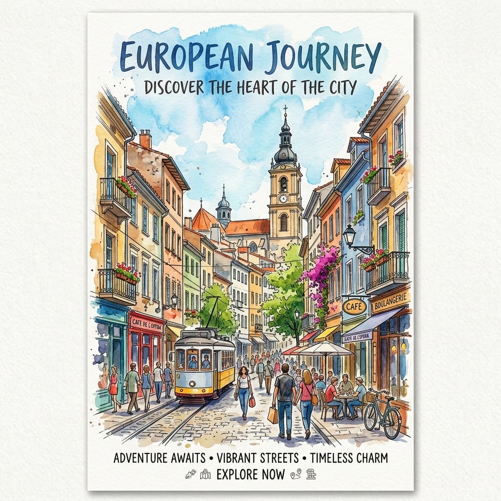 Sample output for Urban Sketch Watercolor Travel Poster